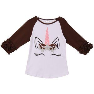 Little Girl Kids Toddler Unicorn Baseball Cotton Raglan Top T-Shirt Tee Blouse